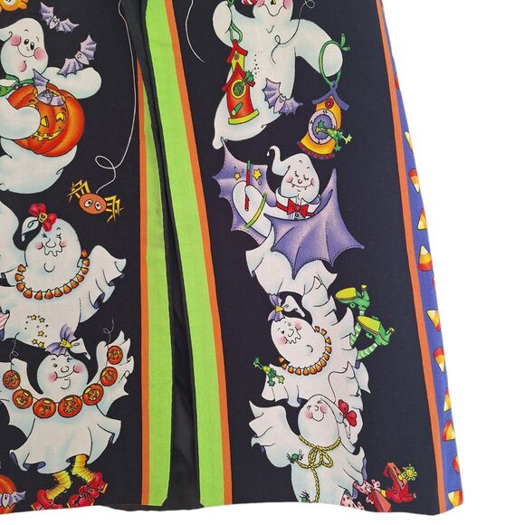 Halloween Vest Whimsical Cotton black orange lime Ghosts Homemade VTG small med - Picture 5 of 11